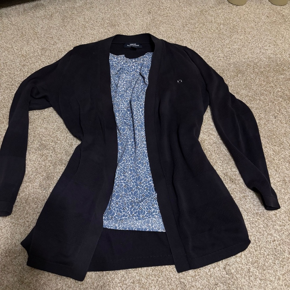 Chase Bank Lands End Navy Blue Women's Cardigan
